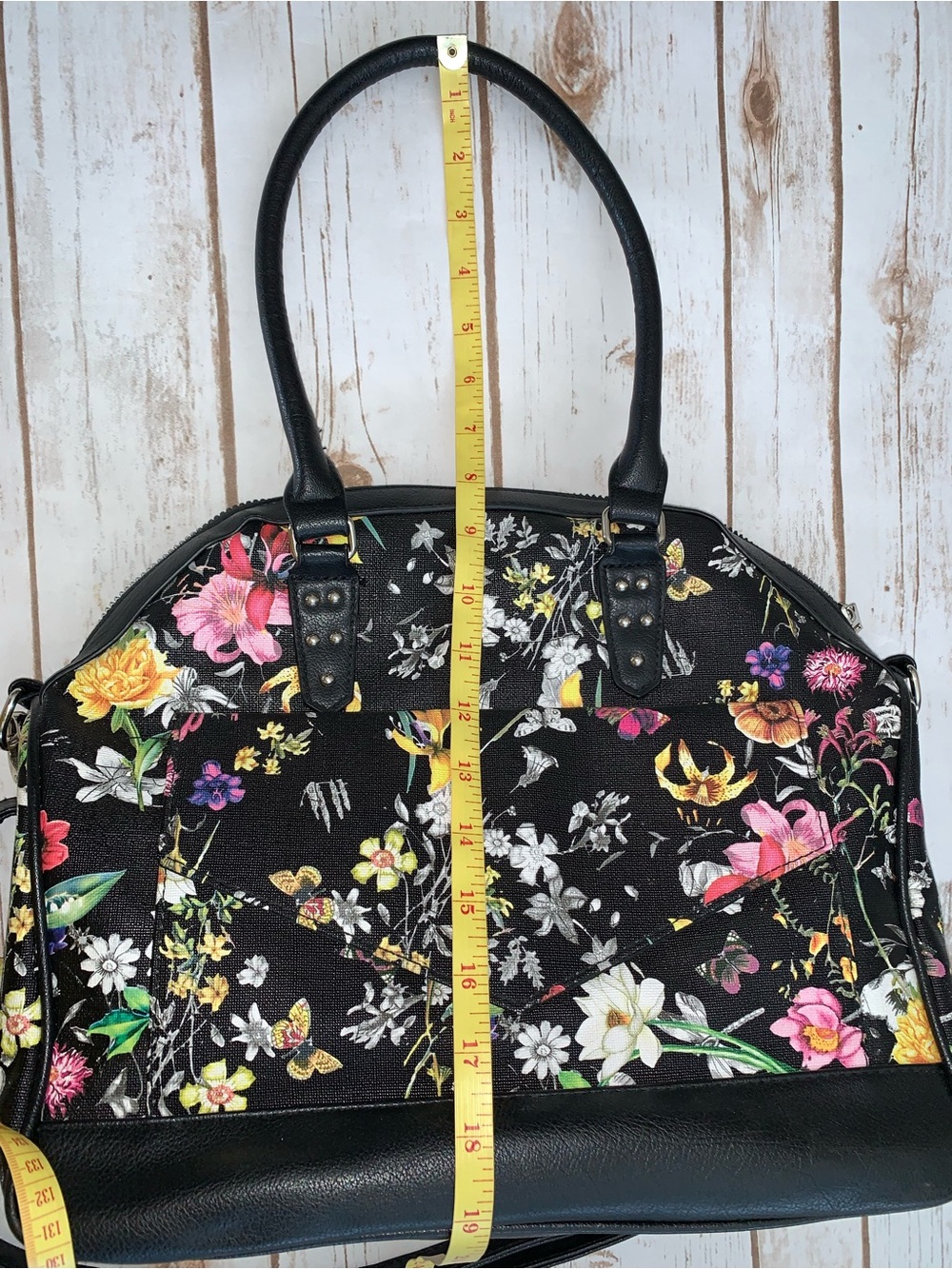 Torrid  Black Floral Shoulder Tote with Removable Strap - Picture 11 of 15